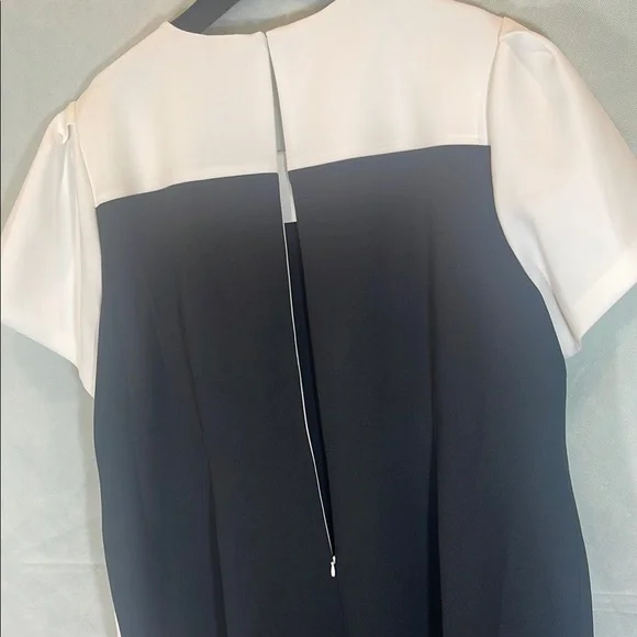 Tommy Hilfiger White and BLACK Asymmetrical Sheath Dress - Picture 7 of 9